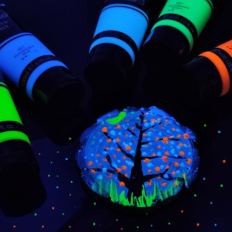 Artecho Glow in the Dark Paint  Neon Yellow Paint (120ml / 4.05oz) Tubes  Art Craft Paints for Canvas  Rock  Stone  Wood  Fabric  Art Supplies - Image 5